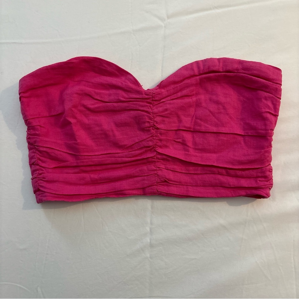 Zara Fuchsia Ruched Strapless Top
